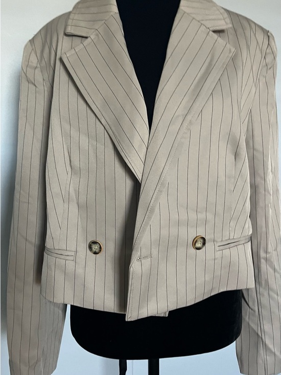 Aaron & Amber Jackets & Blazers - NWT Aaron & Amber Striped Beige Double-Breasted Women's Blazer